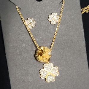 18K Gold Plated stainless steel clover design set